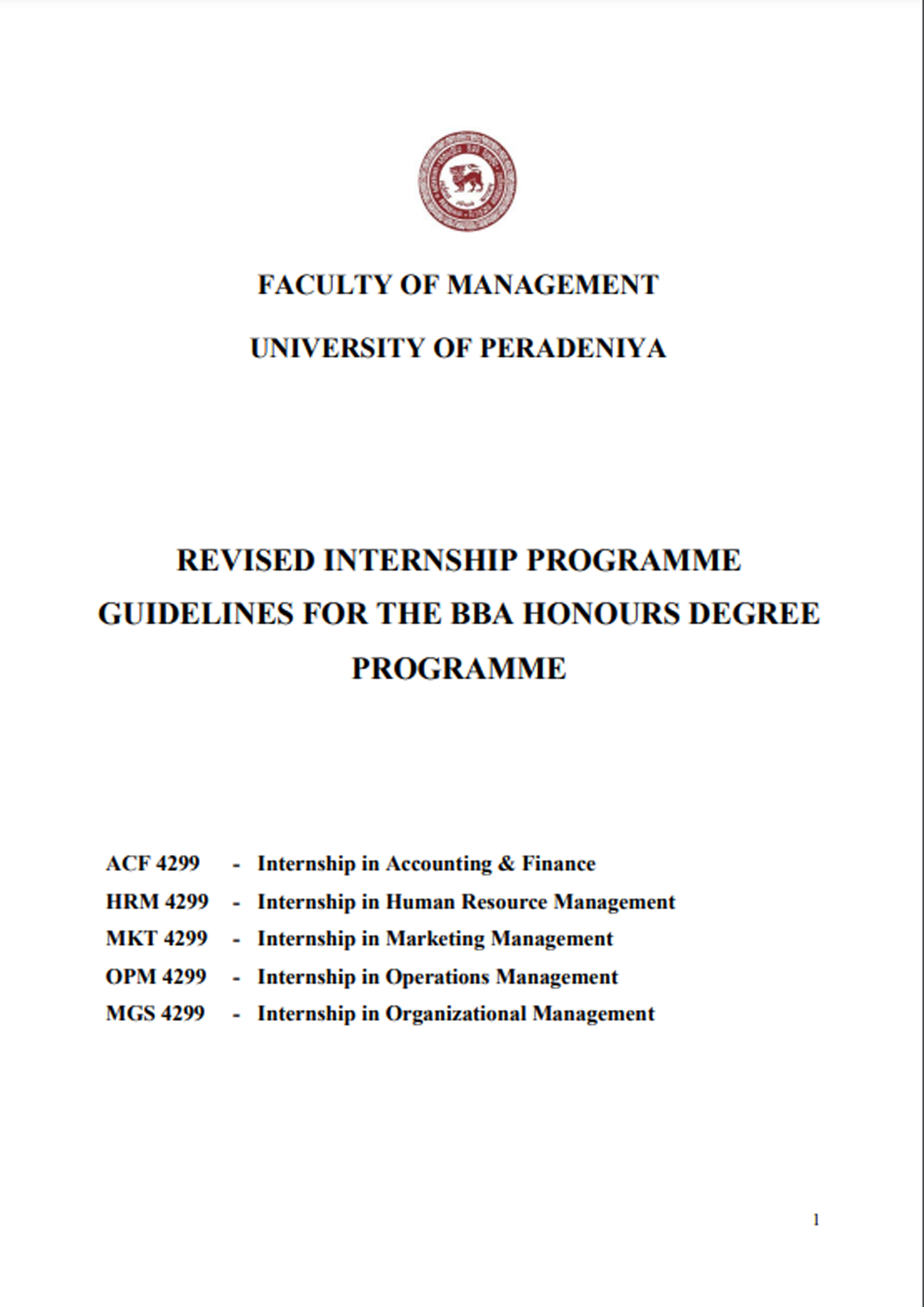 Internship Guidelines (BBA)